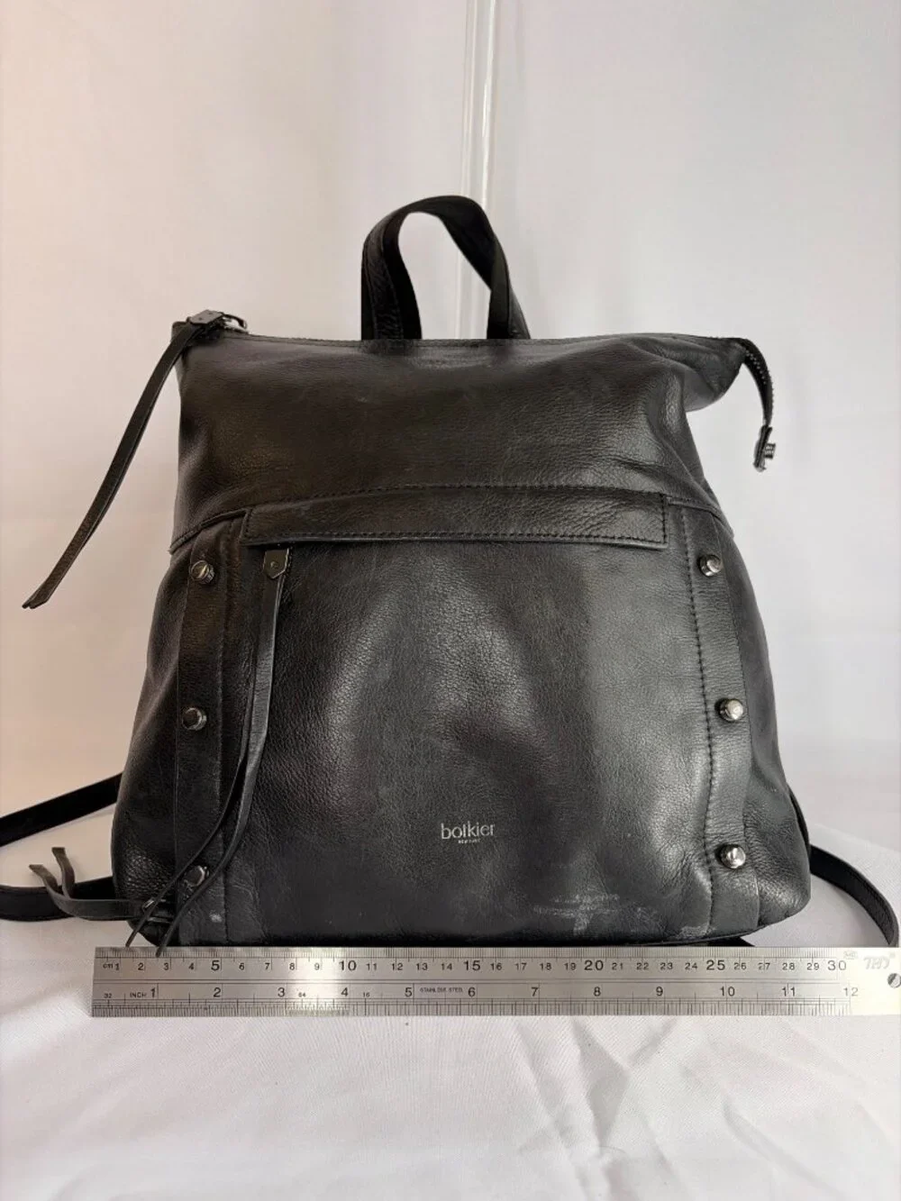 Botkier Backpack Convertible Tote Purse Gunmetal Black Pebbled Leather
